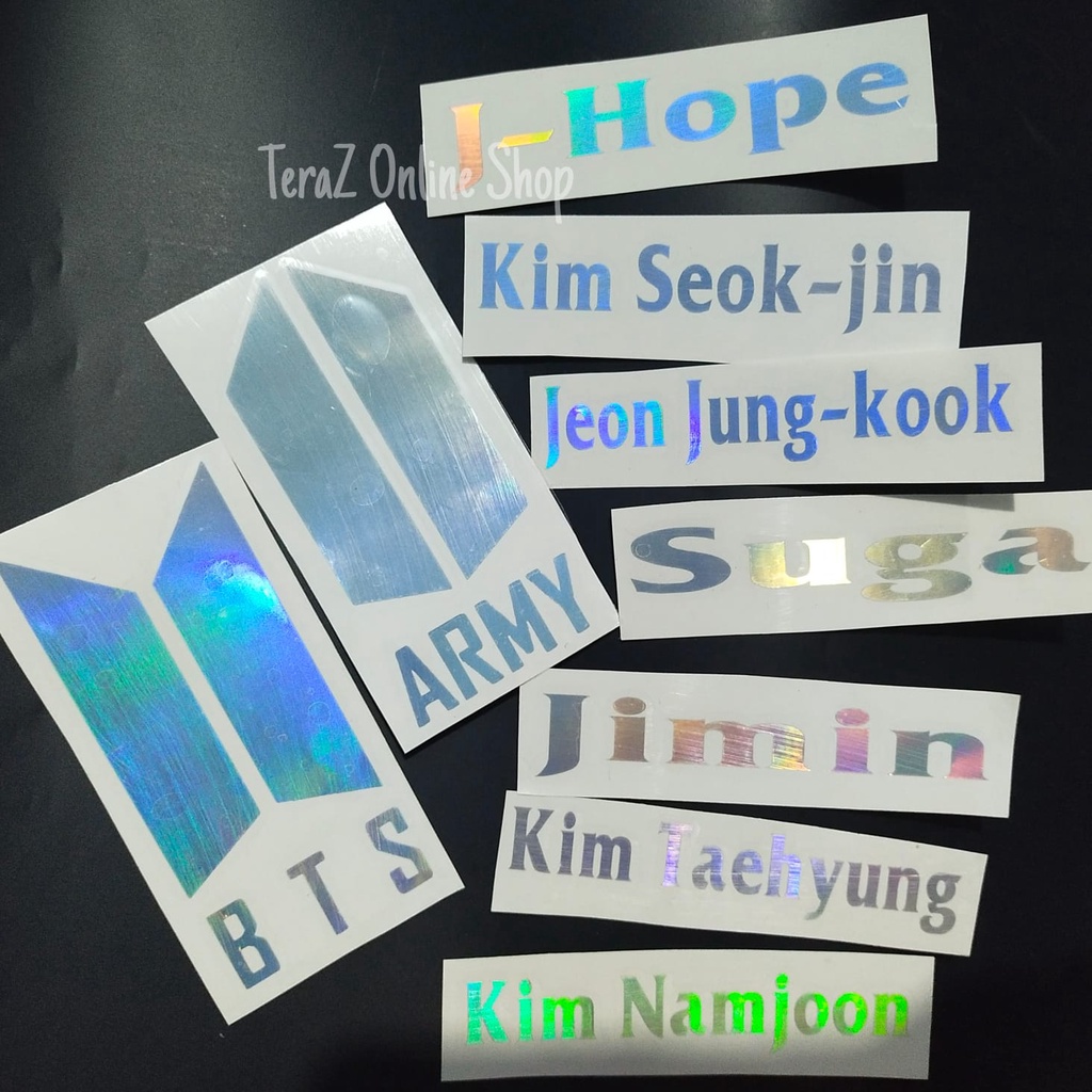 

BTS ARMY sticker cutting hologram logo bts army dan nama member bts