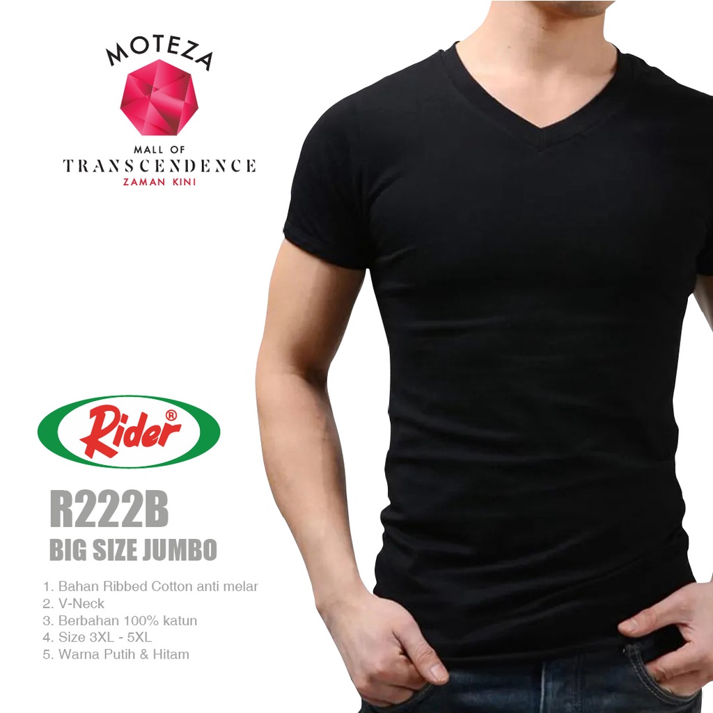 Kaos Dalam Oblong Pria - V Neck - RIDER R 222 - BIG SIZE / JUMBO 3XL - 5XL