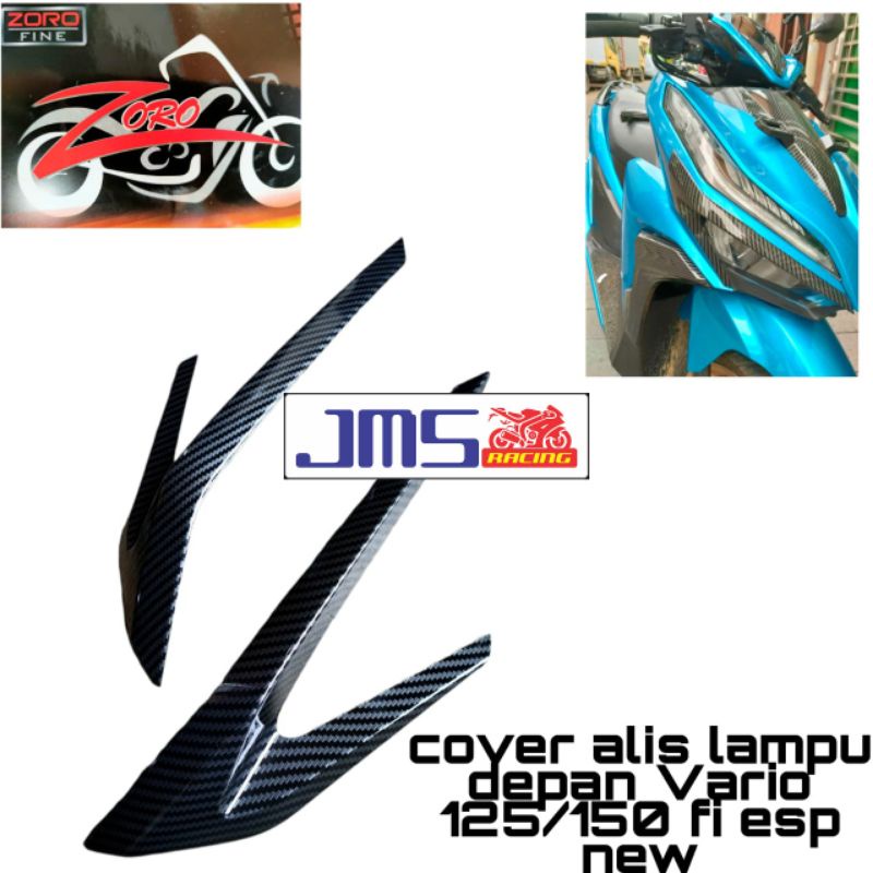 cover tutup alis lampu depan carbon vario125 vario150 led zoro