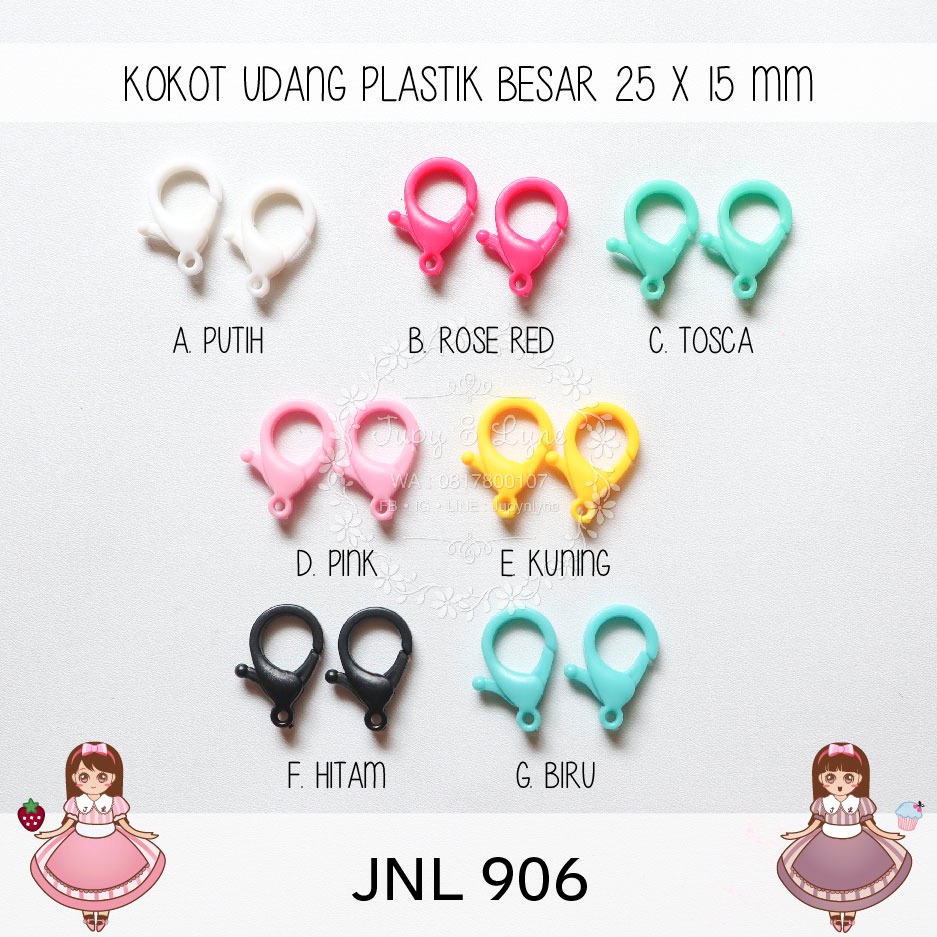 Code 906 Kokot udang plastik besar 25mm isi 4 buah temurah