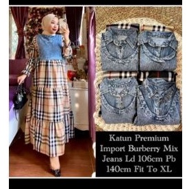 gamis motif burberry mix jeans