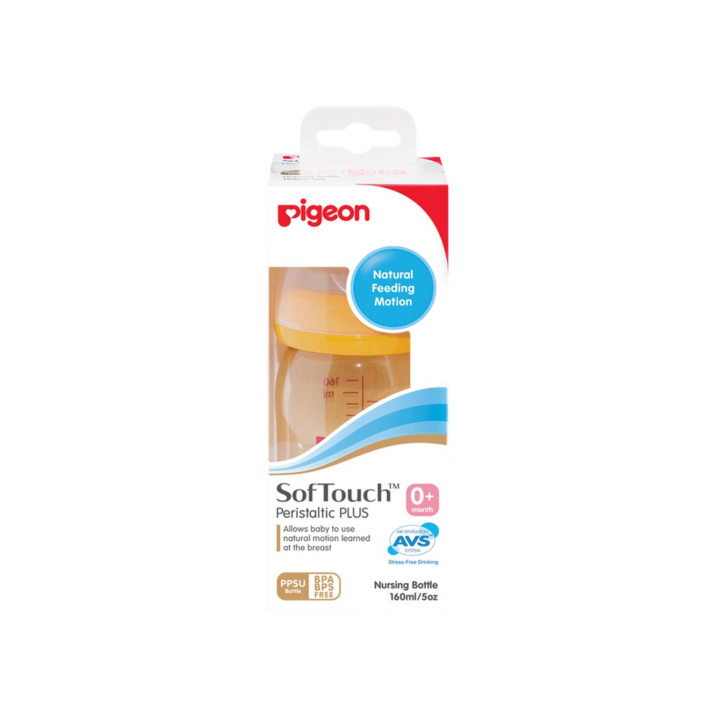 Pigeon Botol Susu SofTouch Peristaltic Plus PPSU Wide Neck Bottle 0+ Bulan 160ml