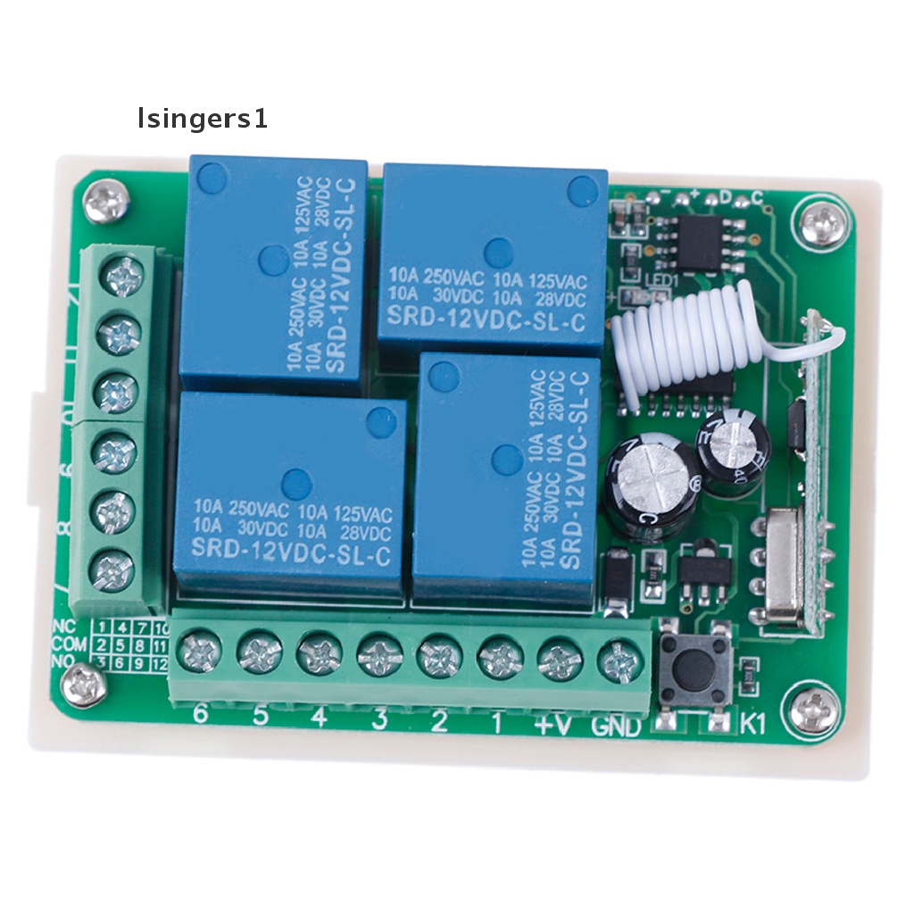 (lsingers1) Switch relay rf wireless 4ch DC 12v 10a 433mhz