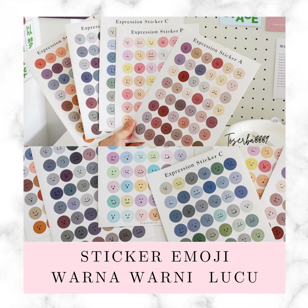 STICKER EMOJI AESTHETIC SCRAPBOOK JURNAL BUJO PLANNER WARNA WARNI KEKINIAN