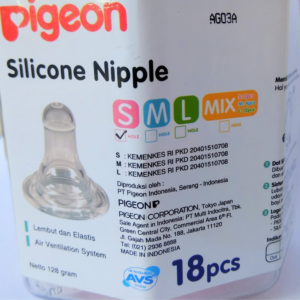 Uk. S Dot Silicone Nipple Pigeon Silikon Botol Susu Bayi Peralatan Baby New Born Perlengkapan Makan