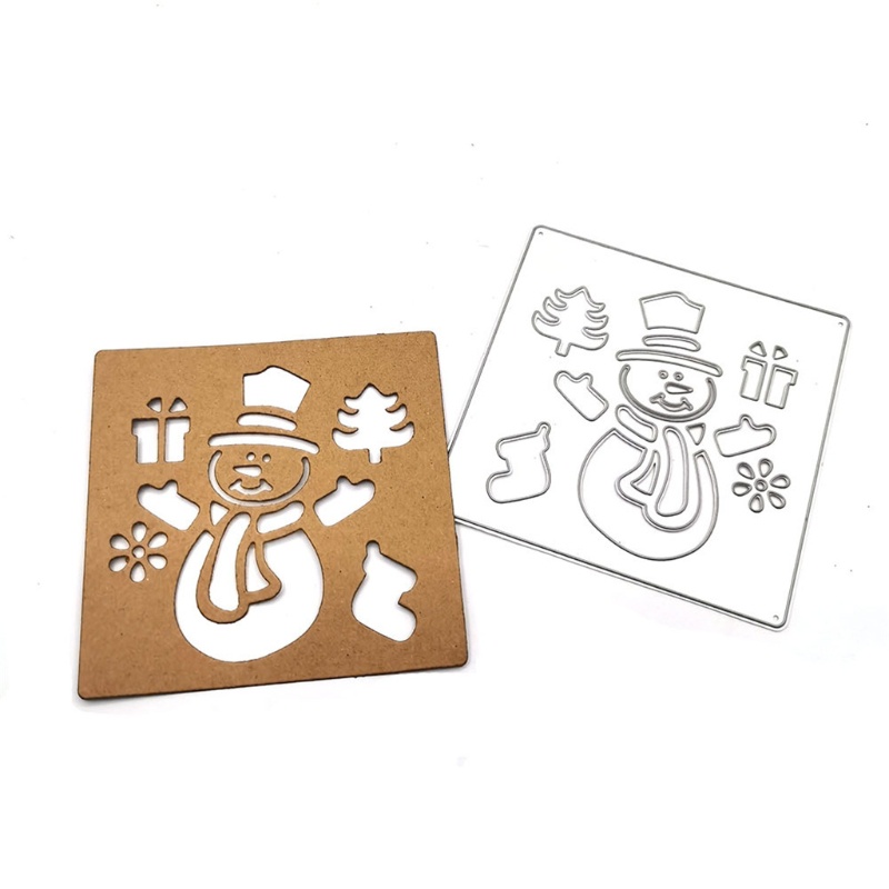 Cetakan Stensil Cutting Dies Motif Snowman Natal Bahan Metal Untuk Scrapbook / Craft DIY / Kartu