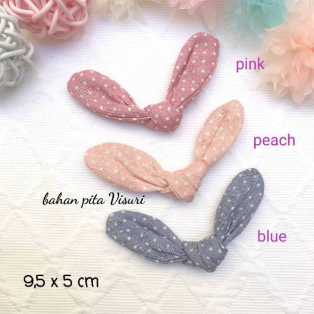 Aplikasi Telinga Kawat Katun Polkadot 9,5 x 5 cm