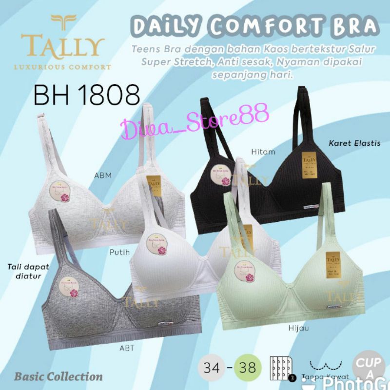 Bh Tally 1808 Bahan Kaos | Tally Bra Bahan Kaos Tanpa Kawat Busa Tipis Kait 3