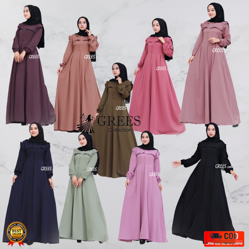 GREES Collection | Gamis Polos ItyCrepe | G23 | All Size | Dress | Simple | Gamis Jumbo | Atasan | O