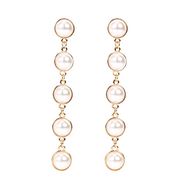 LRC Anting Tusuk Fashion Gold Pearl Alloy Imitation Pearl Earrings F71781