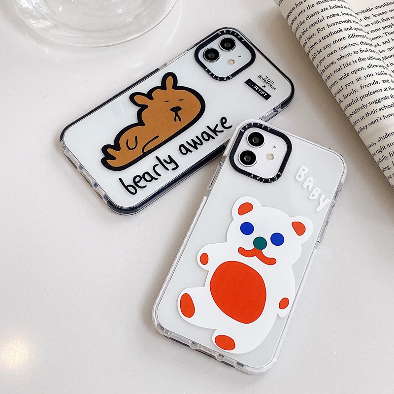 Casing Soft Case Motif Kartun Beruang Untuk iPhone 11 / 12 / 13 Pro Max / 7 / 8 + / X / XR / Xs Max