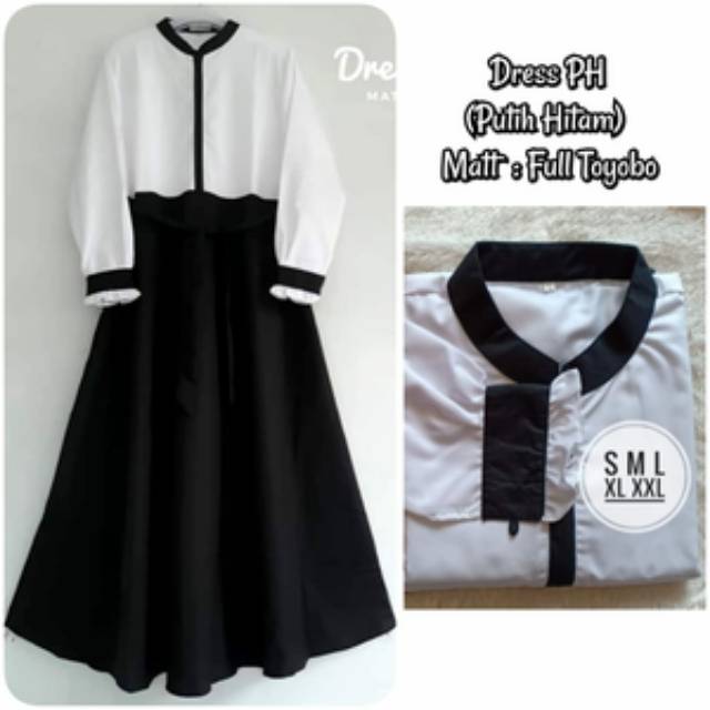 Gamis seragam hitam putih/seragam pns