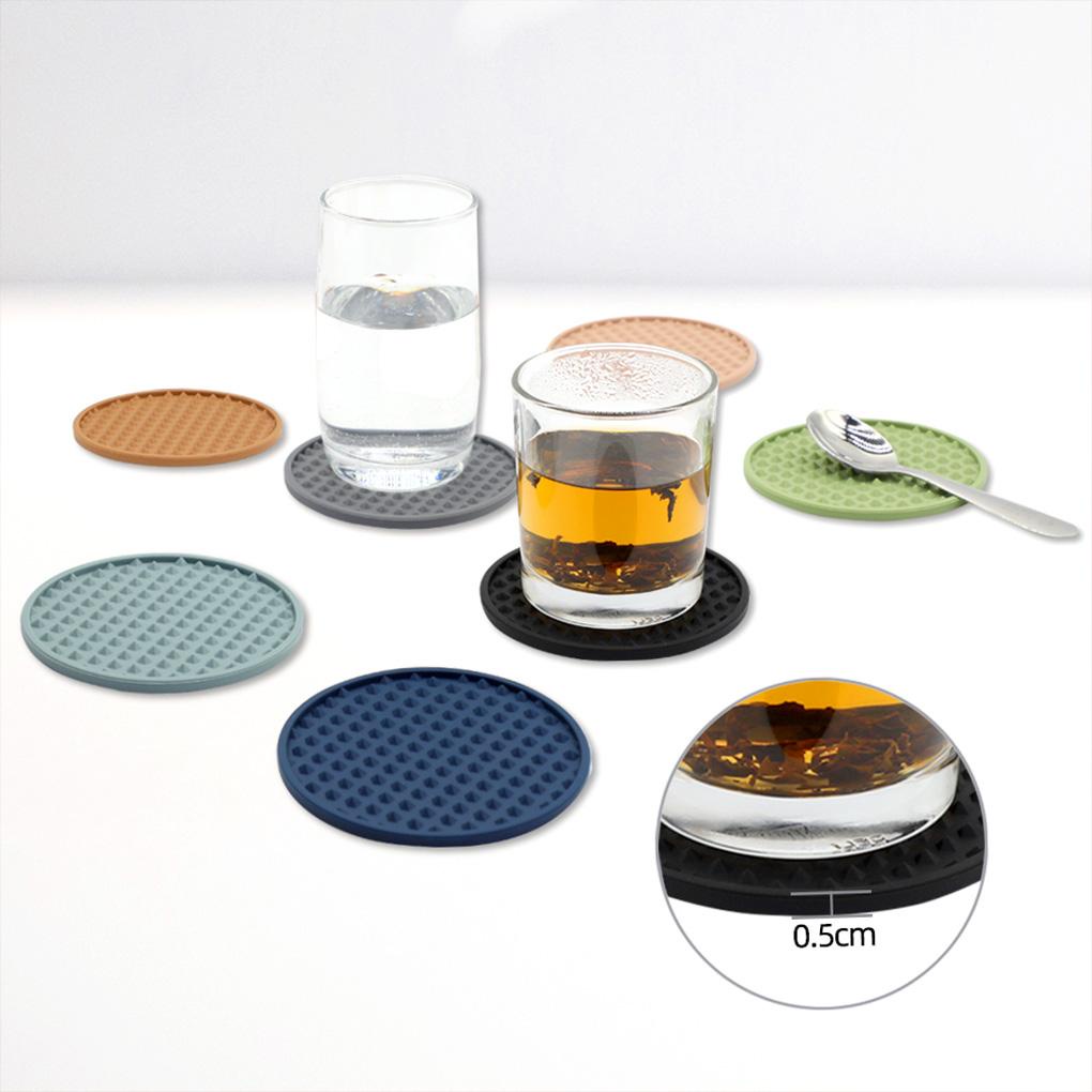 4buah Coaster Tahan Panas Cushion Glass Drink Pads Mug Cangkir Tikar Bisa Dicuci Tatakan Saluran Tempat Minuman