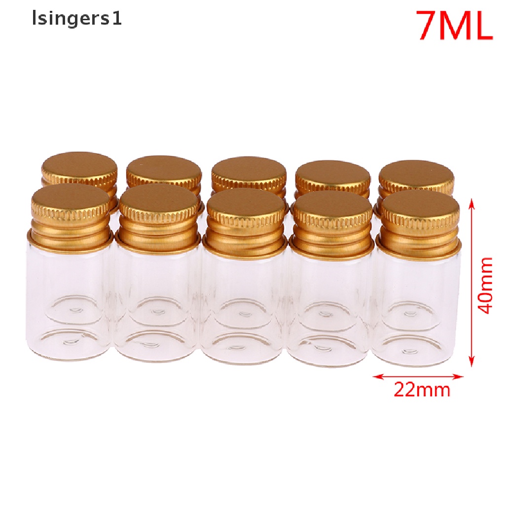 (lsingers1) 10pcs Botol Kaca Kecil 5 / 7 / 10 / 14 / 18 / 20ML Dengan Tutup