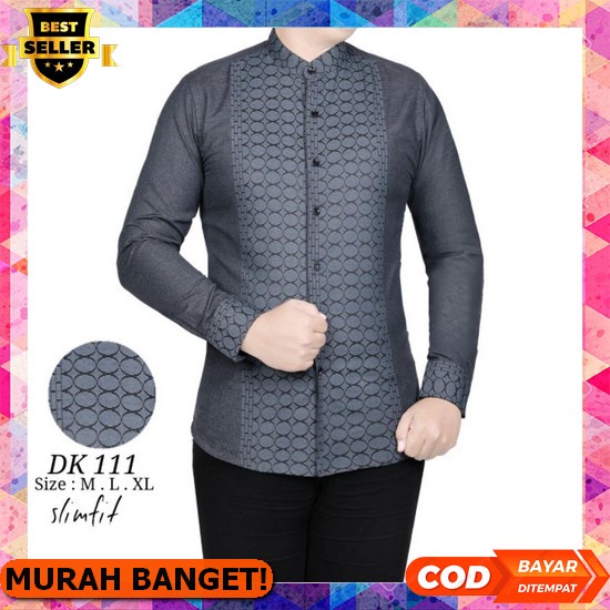 Baju Muslim Pria Model Terbaru 2022.Sarungbatik Setelan Bajukokolenganpanjangputih Premium Kemejakok