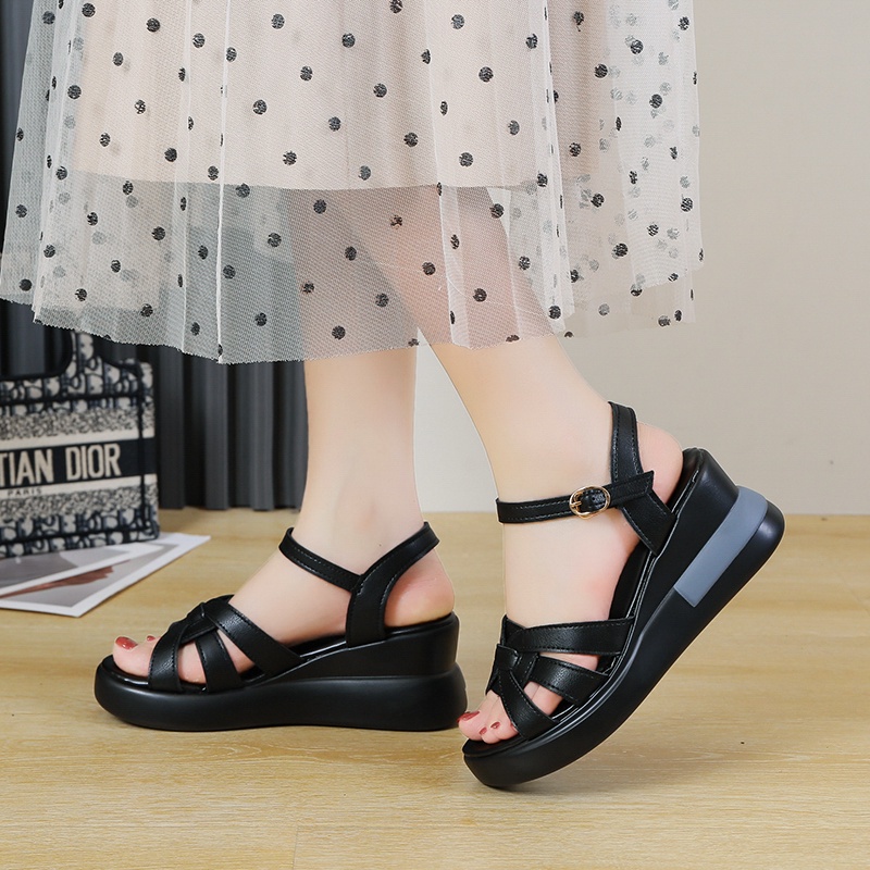 MB63-SW11 Sepatu Wanita Sandal Wedges Slip On Kasual Fashion Import COD Termurah