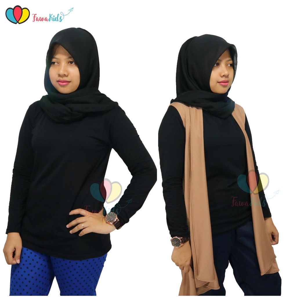 Kaos Manset Wanita Fit to M / Dalaman Kaos Polos Perempuan Lengan Panjang Standar Spandek Murah Adem