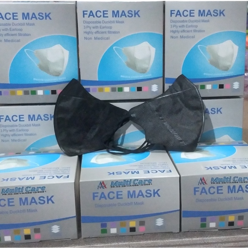 Masker Dukbil Face Mask Duckbill 3Ply Hitam 1 Box Isi 50pcs | Shopee ...