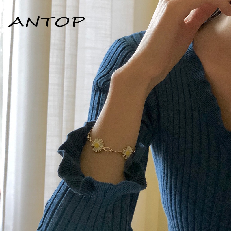 Fashion Daisy Tassel Necklace Small Daisy Bracelet Korea Fresh Gold Bracelet Gold Necklace ANTOP