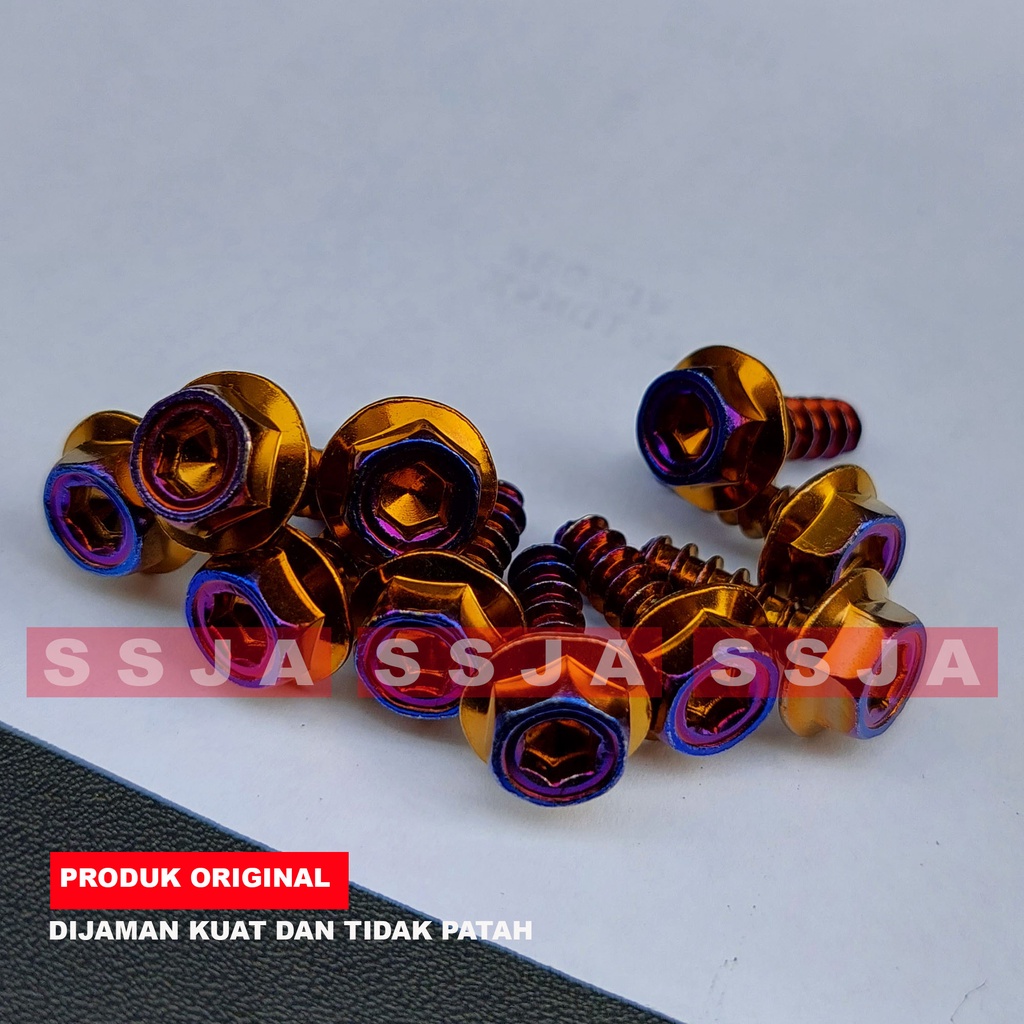 Paket| 10 PCS Baut Klip Body Motor Yamaha / Baut Body Cacing + Kleman Body / Mur Baud Bodi Motor / Baud Body Motor Yamaha / Baut VariasI