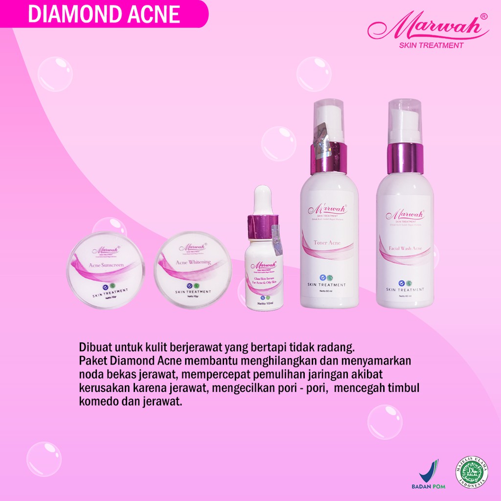 Marwah  Skin Care Paket Diamond Acne BPOM & Halal (Free Pouch)