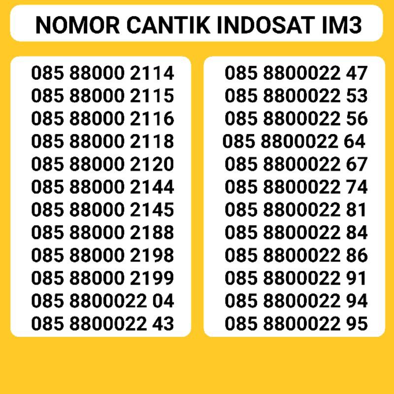 Nomor cantik indosat im3 mentari triple 4G
