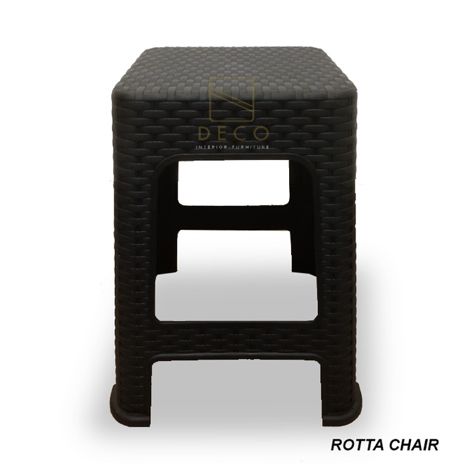 Kursi Rotan- Kursi Plastik Tinggi-Bangku Tinggi Kokoh- Kursi Motif Rotan Murah-ROTTA CHAIR BLACK