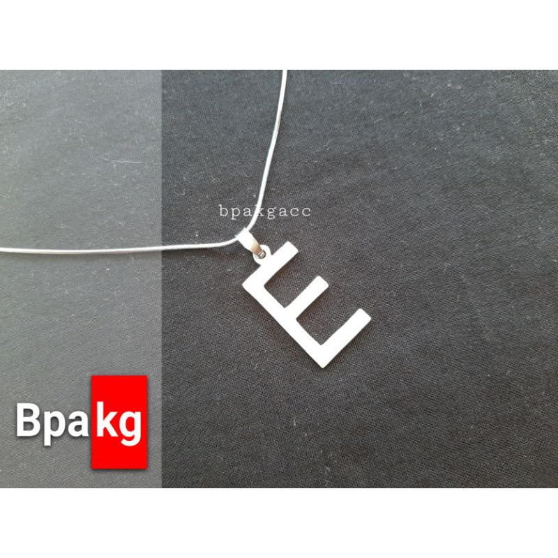 Kalung inisial huruf alfabet # Kalung ukir nama monel besi putih asli anti karat silver murah wanita