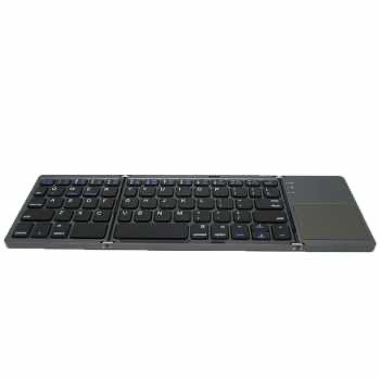 Keyboard Lipat Wireless Bluetooth Three Folding Magnetic + Touchpad