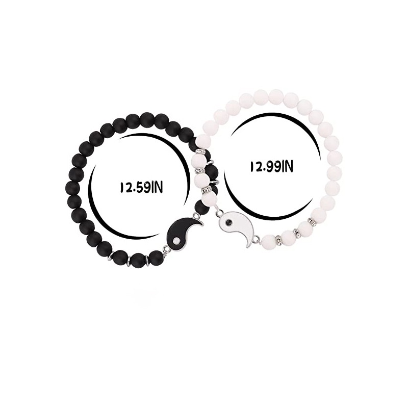 AZ245 [COD✔] 1pcs Hitam Dan Putih Gelang Couple Bracelet Pria / Wanita Desain Manik-Manik Obsidian