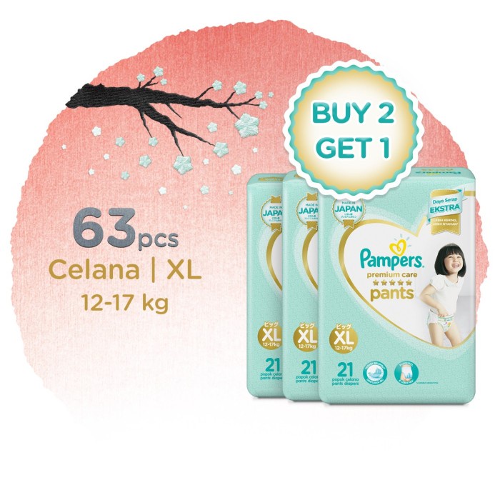 [Buy 2 Get 1] Pampers Popok Celana Premium Care Xl-21 #98