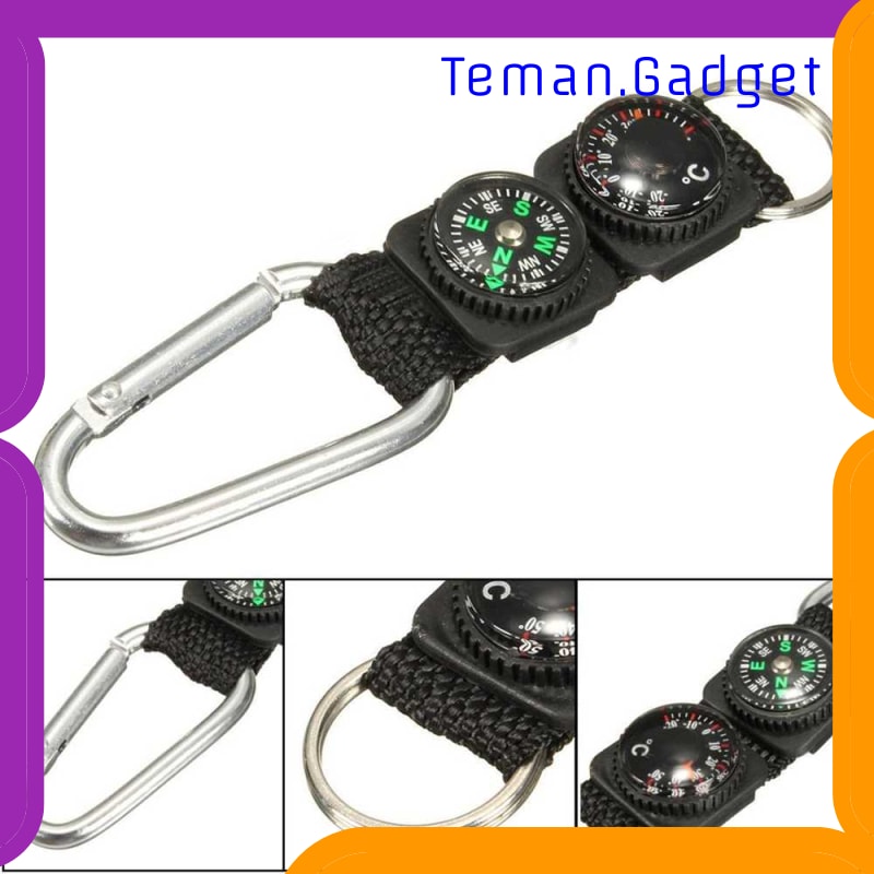 TG-ID022 MAYITR GANTUNGAN KUNCI 3 IN 1 KOMPAS TERMOMETER CARABINER KEY RING