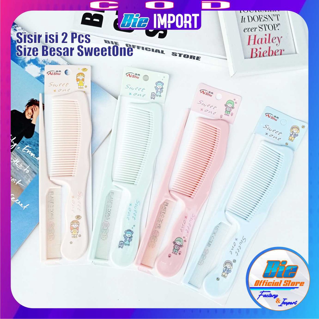 isi 2 Pcs Sisir Karakter Size Besar Premium Korean Style Impor  / Sisir Wanita