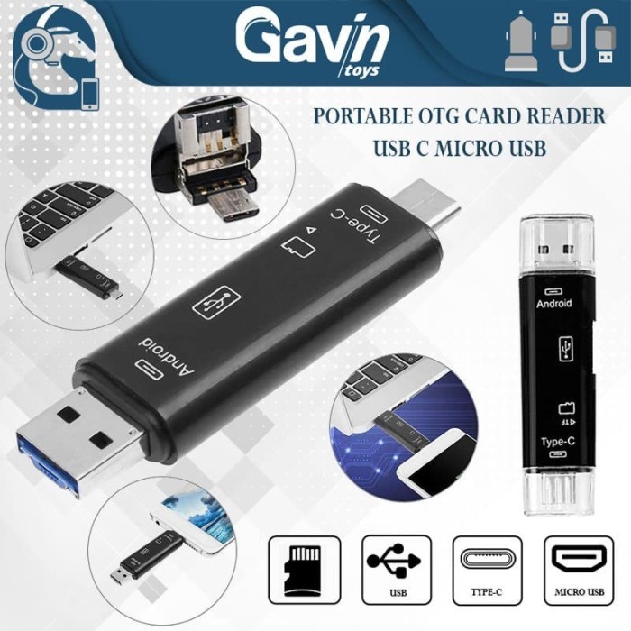 GOOD OTG Card Reader 2.0 USB Type C Micro USB Card Reader Portable USB 3in1