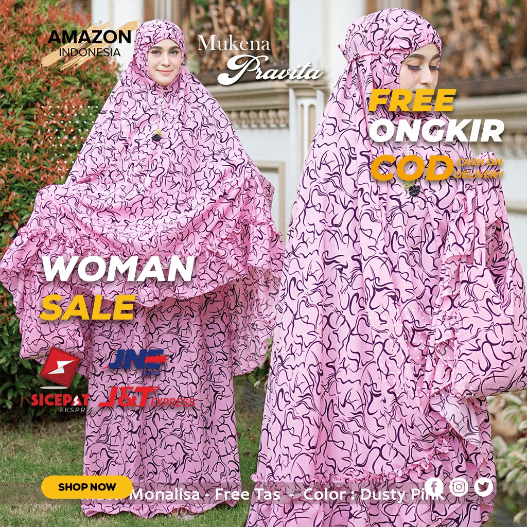 MUKENA WANITA DEWASA WARNA DUSTY PINK BAHAN MONALISA PREMIUM ORI BEST QUALITY BAGUS MURAH ALL SIZE