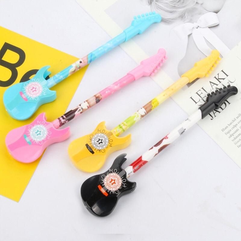 

Pulpen Gel Hitam Bentuk Gitar Pen Pena Lucu Kartun