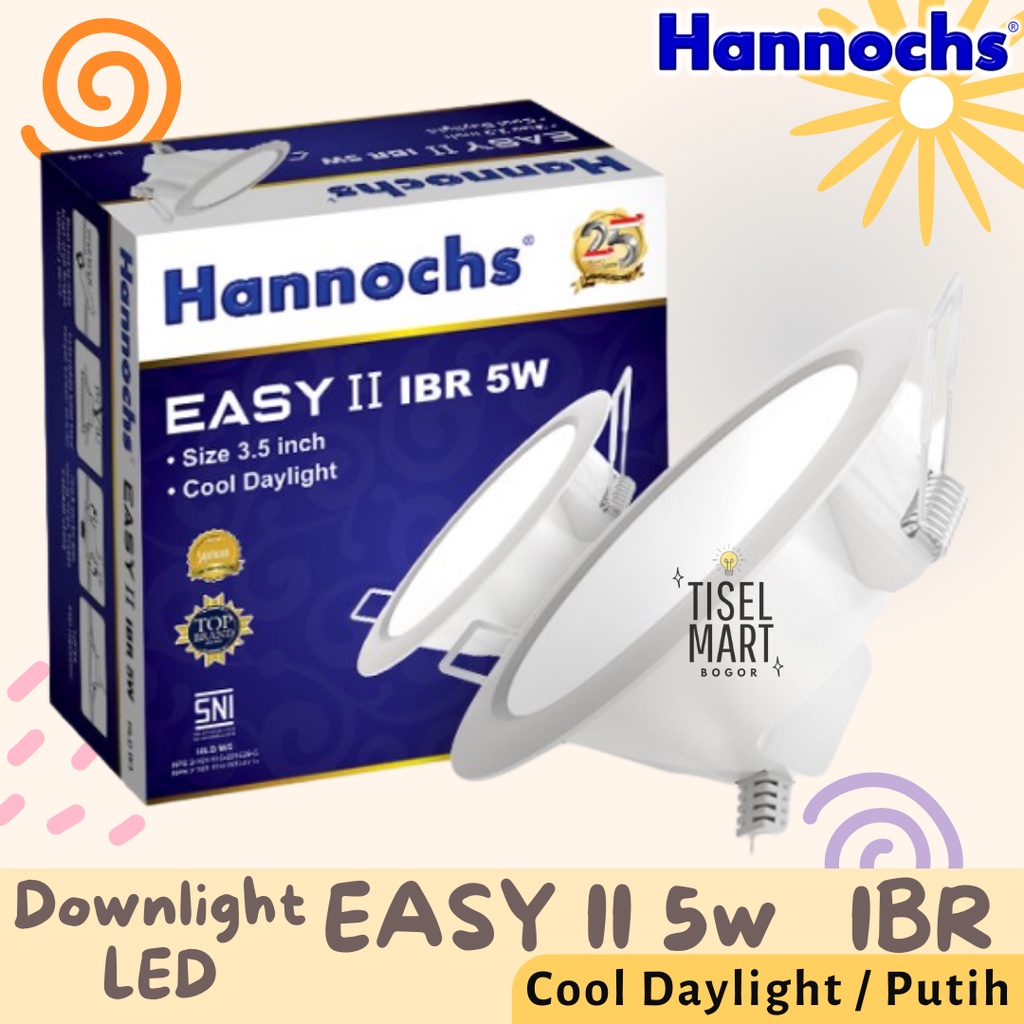 Lampu Downlight LED Hannochs 5W LED Panel EASY II IBR Putih Bulat