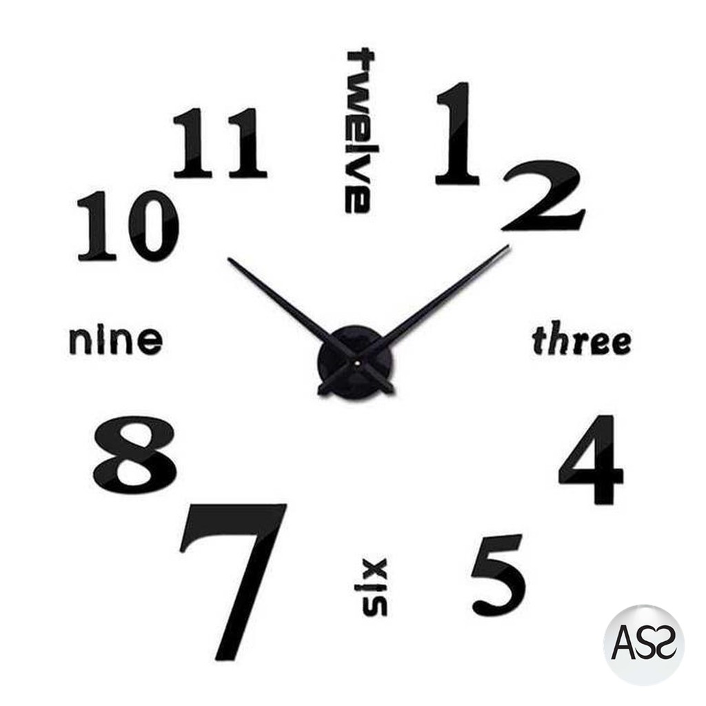 ASS Shop - Jam Dinding DIY Giant Wall Clock 50-60cm Model English Word - DIY-10