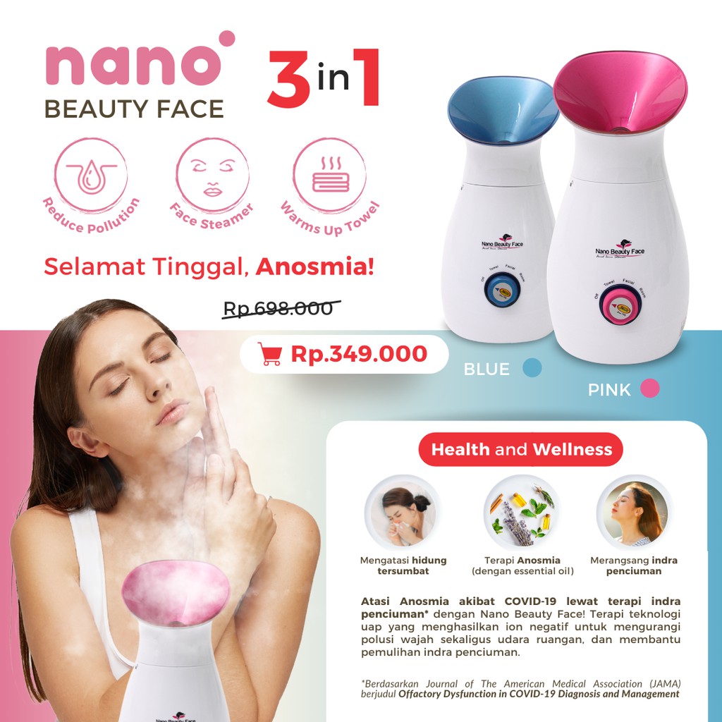 Jaco Nano Beauty Face Steam Uap Wajah  Alat Perawatan Wajah - Blue