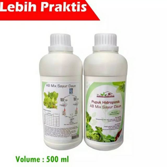 Pupuk / Nutrisi Hidroponik AB Mix Sayuran Daun- 250gr 100 liter (1/2liter pekat) Botol