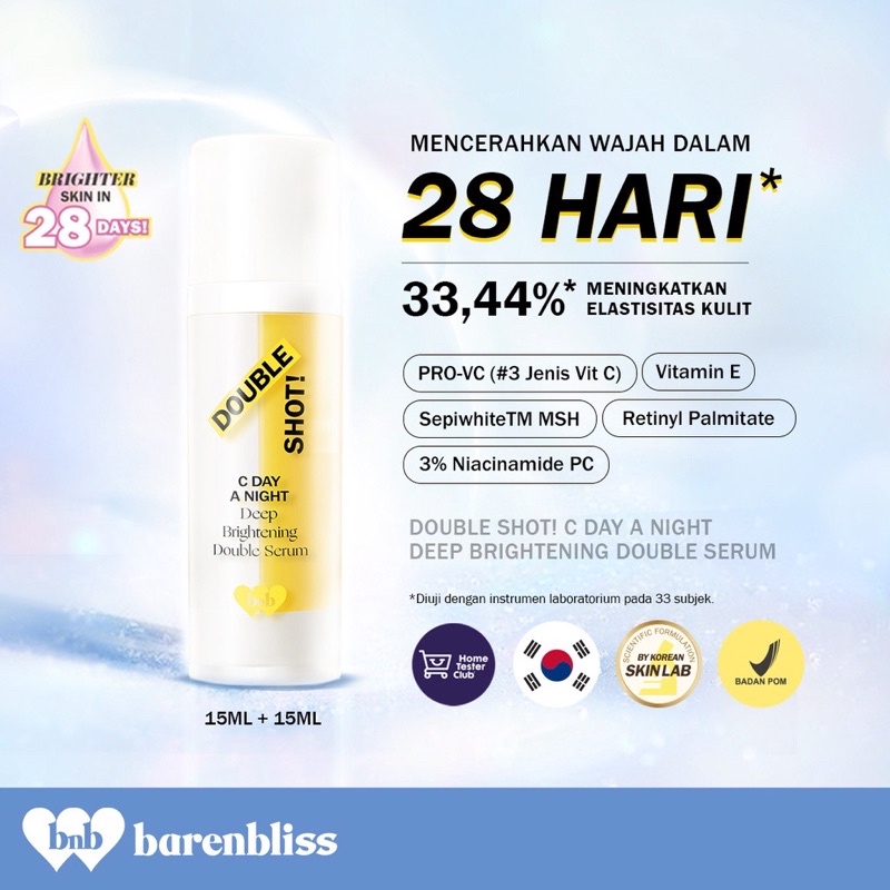 BNB barenbliss Meta Glow Double shot! C Day A Night Deep Brightening korea Double Serum「28 Days Brightening」-「Pemutih Wajah」( YOU MAKEUPS OFFICIAL STORE )