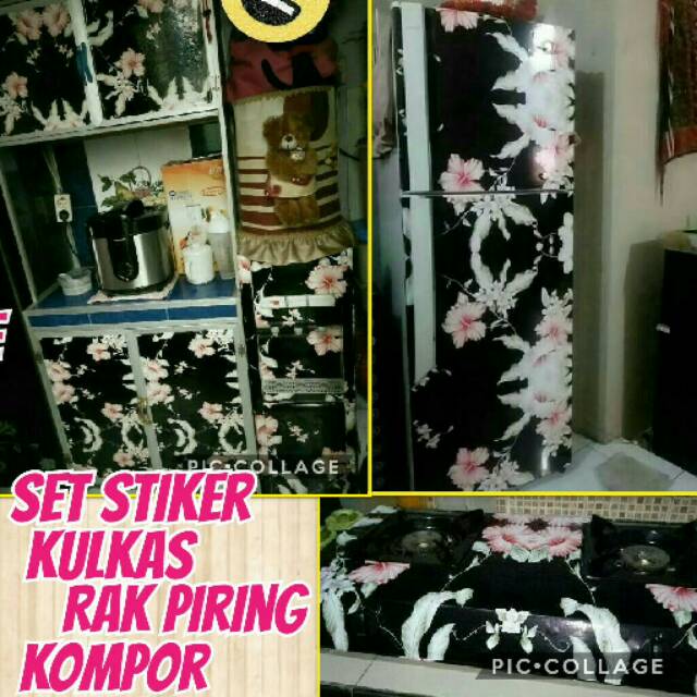 Set  Stiker Kulkas, Rak Piring, dan Kompor
