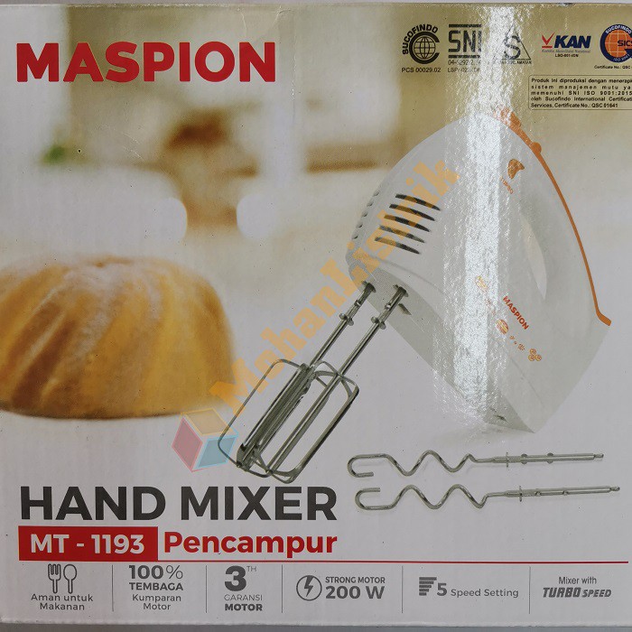 Mixer Maspion Pengaduk Adonan Hand Mixer Maspion MT1193