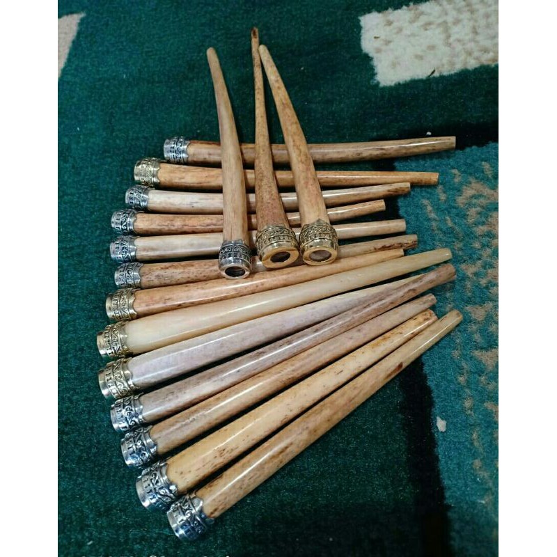 once pipa rokok tulang kerbau ring alpaka panjang 12cm