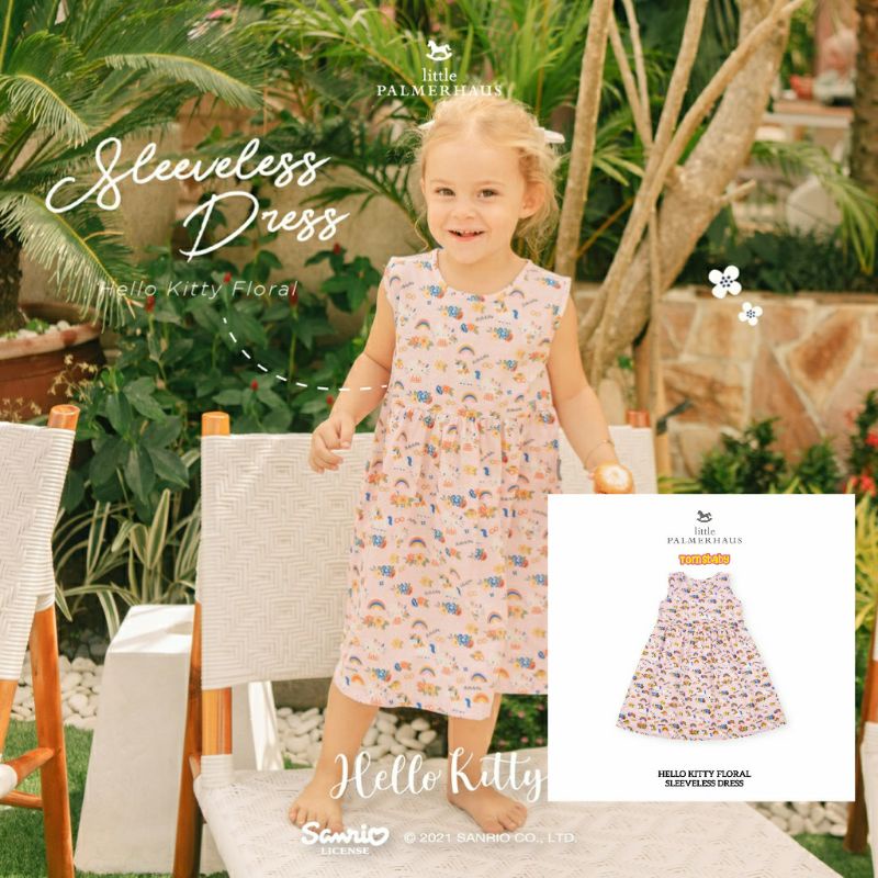 LITTLE PALMERHAUS 1pcs Sleeveless Dress ( Dress Anak Perempuan ) Hello Kitty Collection 0 1 2 3 4 Tahun