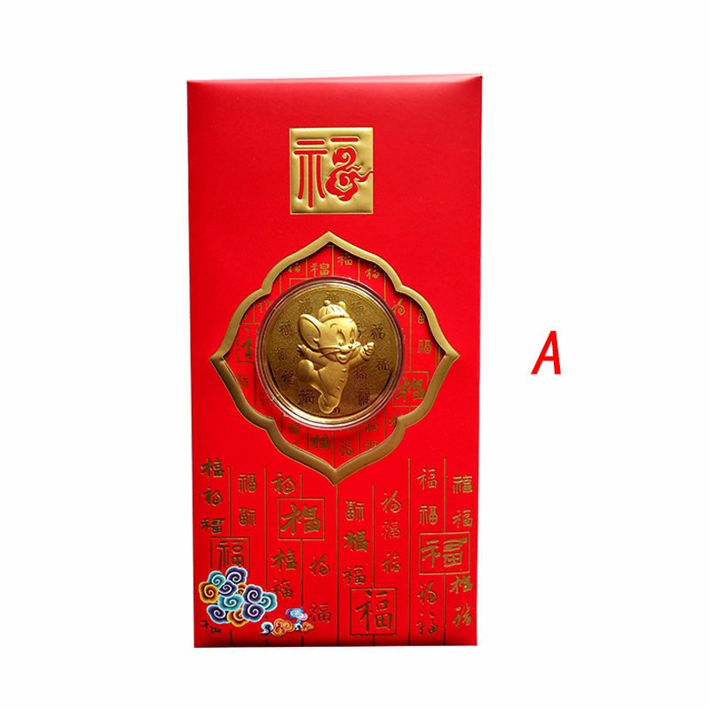 Angpao Emas Shio Tikus Cny 2020 Amplop Angpao Gambar Kartun Tiga Dimensi Warna Merah