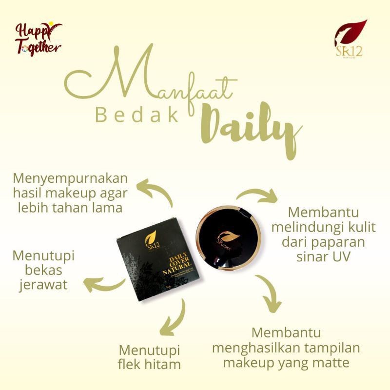 DAILY COVER NATURAL / BEDAK PADAT / SPF 15 / BEDAK PREMIUM / MENUTUPI BEKAS JERAWAT / FLEK HITAM / BEDAK TAHAN LAMA