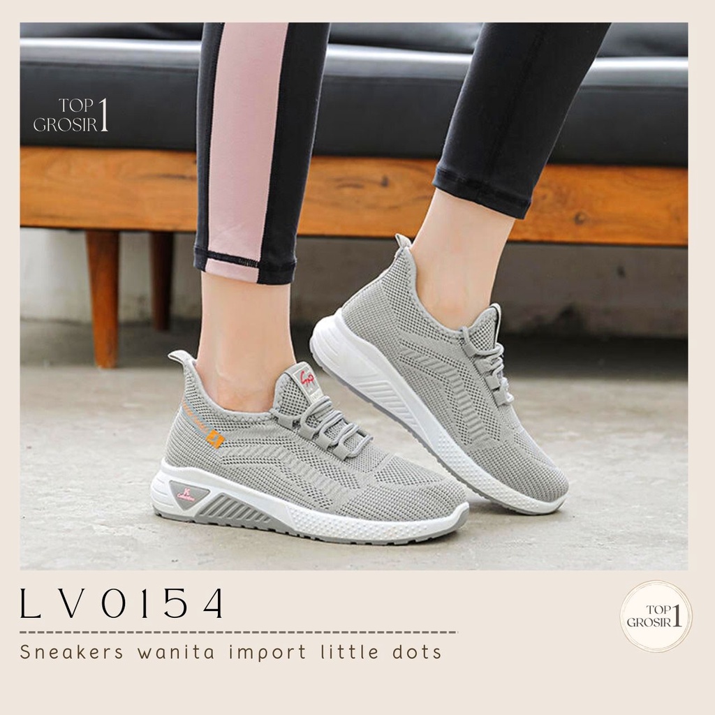 TOPGROSIR LV0154 Sneakers Sepatu Wanita Motif Dot Sport Import