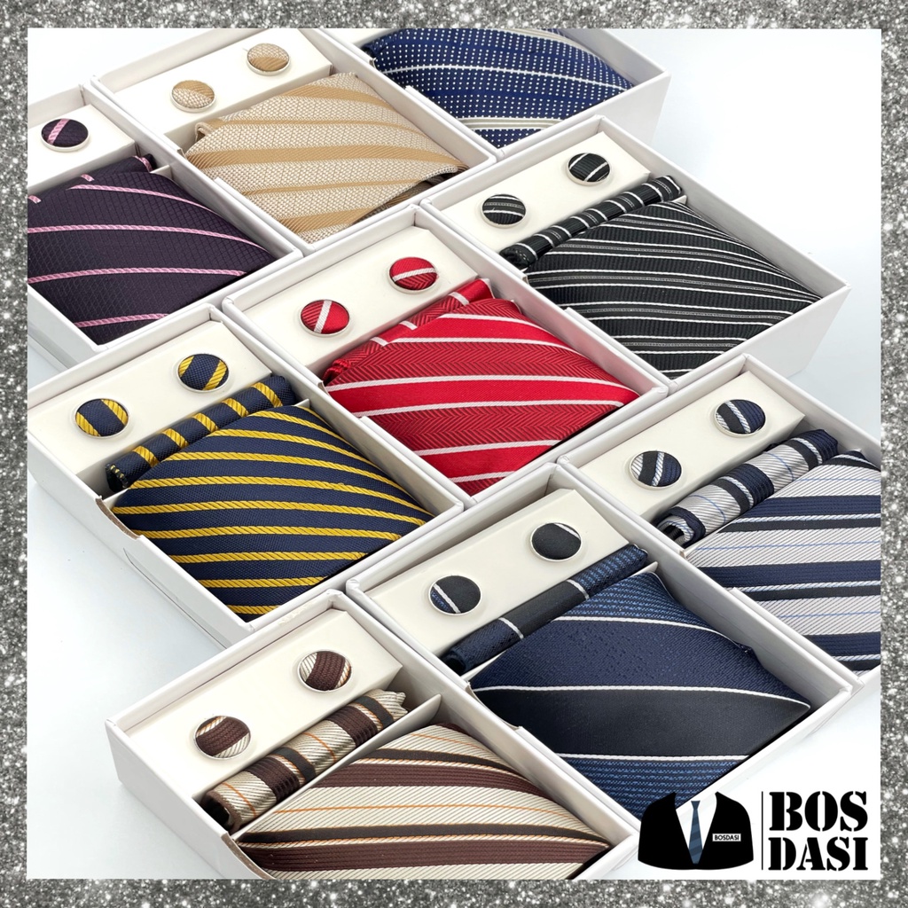 DASI SET BOX / BOX DASI MANUAL 8 CM MOTIF CUFFLINK POCKET SQUARE 2