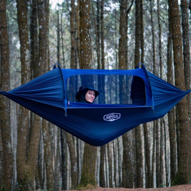Hammock Camping Tent Single Size Gantung Kelambu include Frame dan Webbing Sling by Wildshell